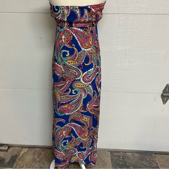 Banana Republic Strapless Ladies Modest Paisley Maxi Dress Size 4 EUC - Picture 5 of 14